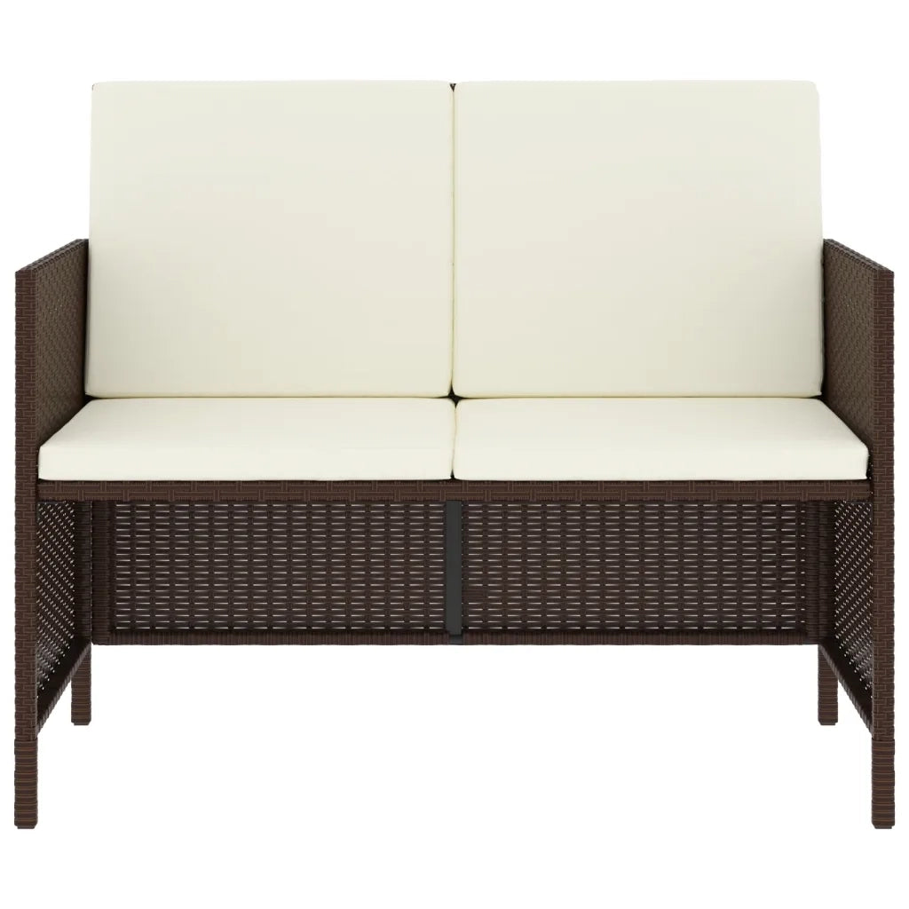 Set da Pranzo da Giardino 6pz con Cuscini in Polyrattan Marrone