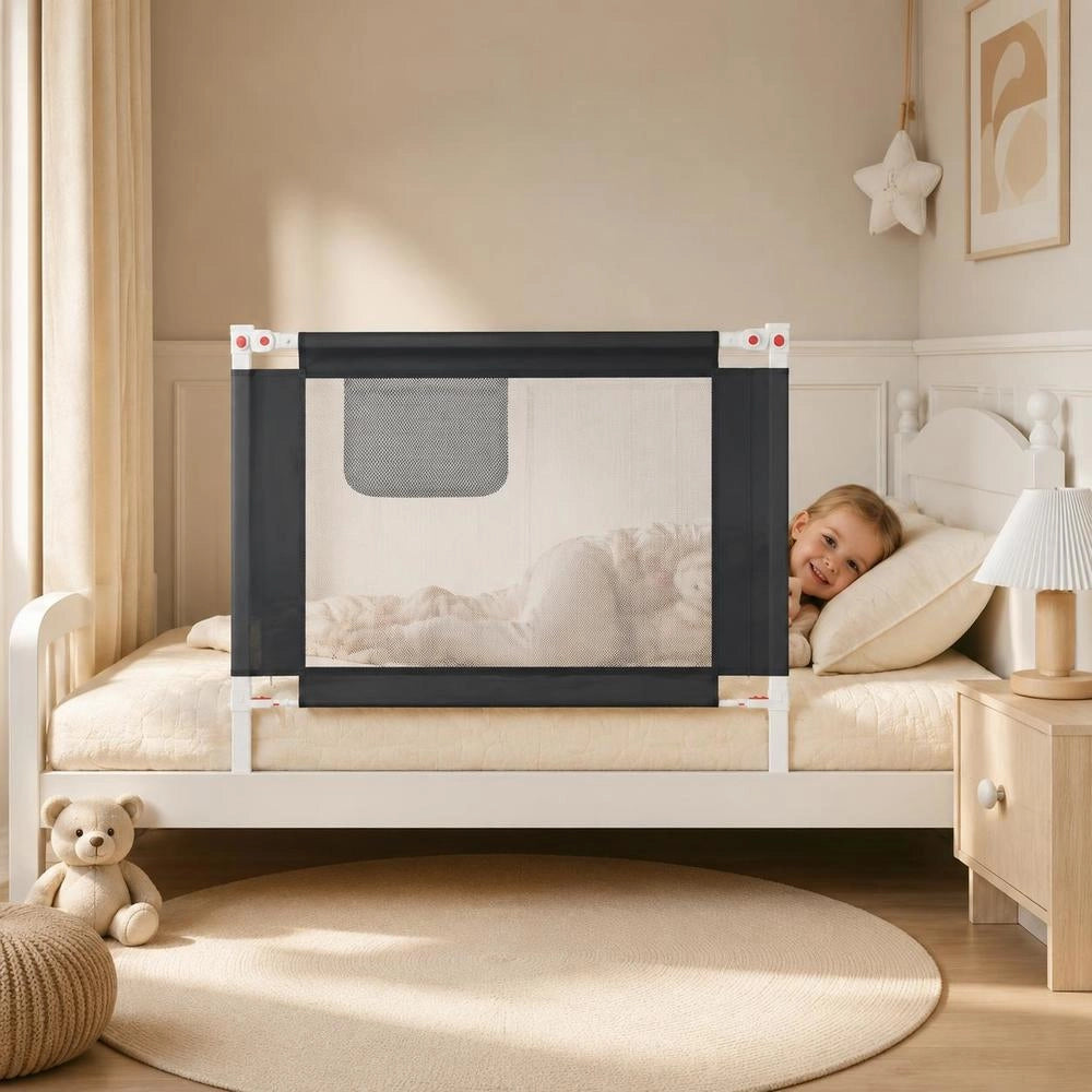 Toddler Bed Rail, Dark Grey, 90x25 Cm, Fabric
