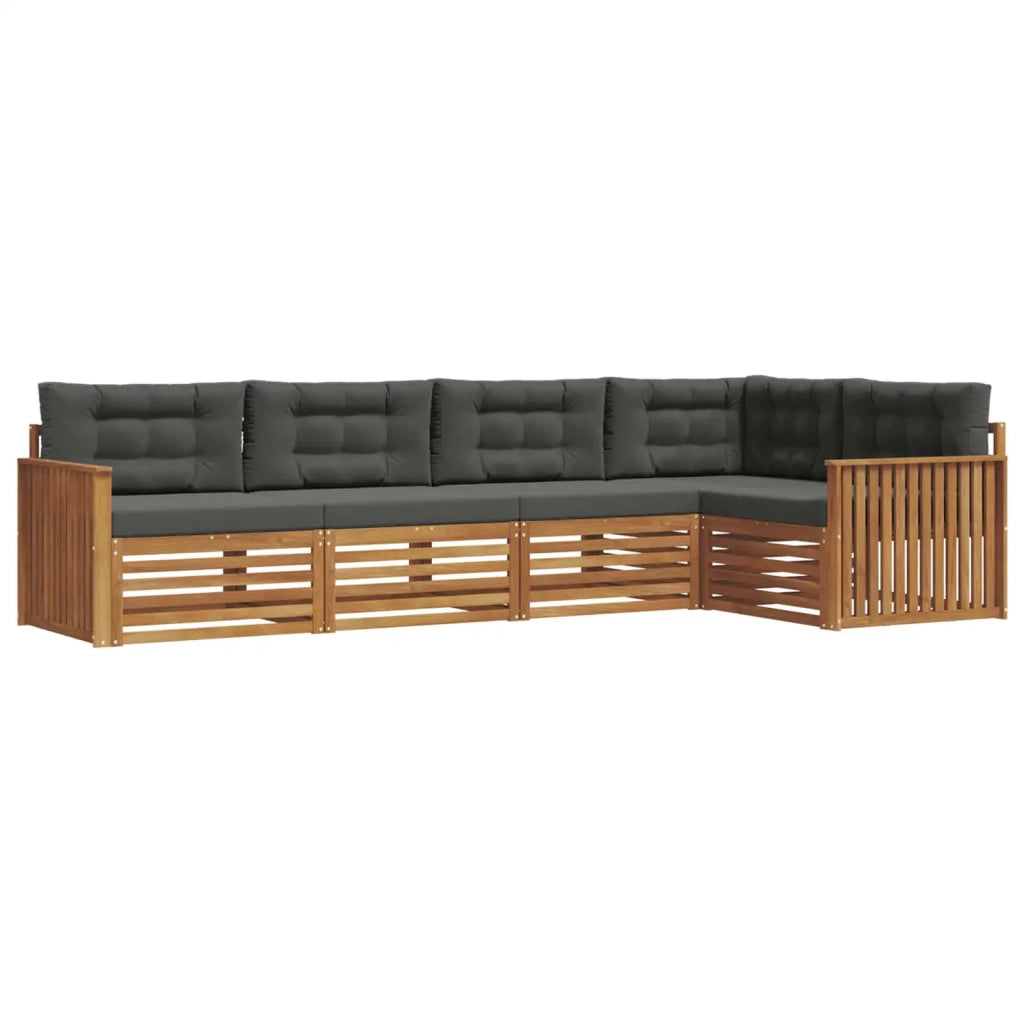Set di divani da esterno con cuscino 5 pcs Naturale e Antracite 3373457