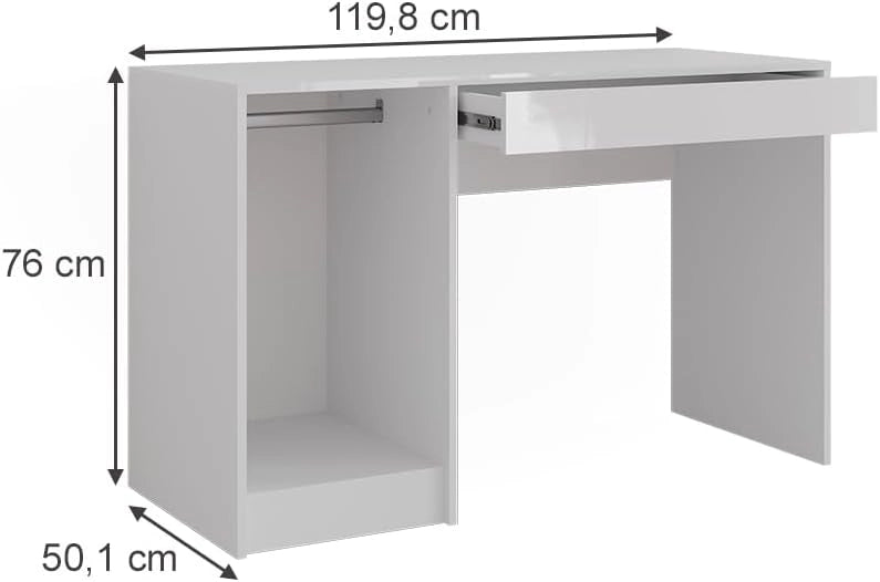 Tavolo da toeletta Sherry, Bianco/bianco lucido, 119.8 cm