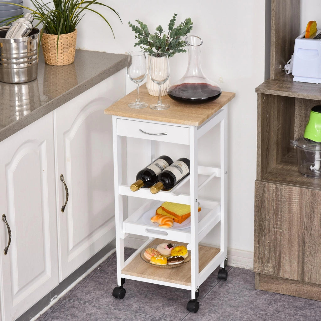 Carrello da cucina 4 livelli ¨C zephmum ¨C 37x37x76 cm bianco
