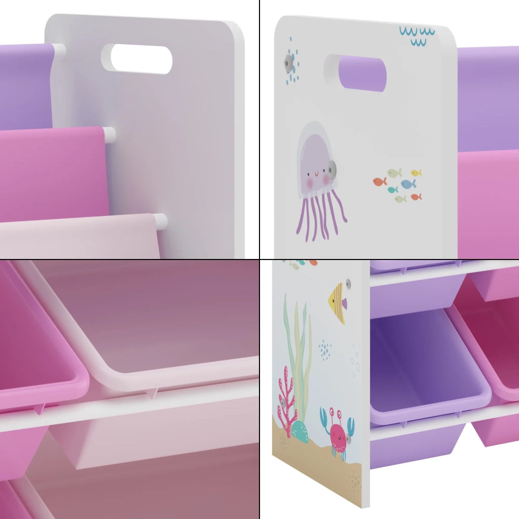 Scaffale dal design senza tempo per soggiorno camera da letto mobiletto per bambini con motivo oceano 78 x 86 x 27 cm bianco viola rosa 03_0011214