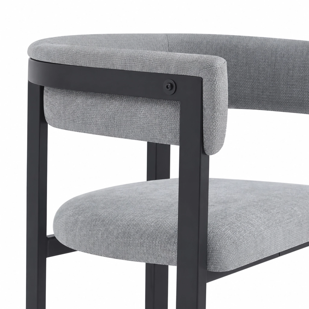 Sedia da pranzo Set da 6 con Schienale Semicircolare e Design Ergonomico in Ciniglia Grigio