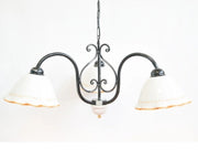 LAMPADE LINEA VINTAGE LAMPADARIO 3 LUCI CERAMICA GIALLA