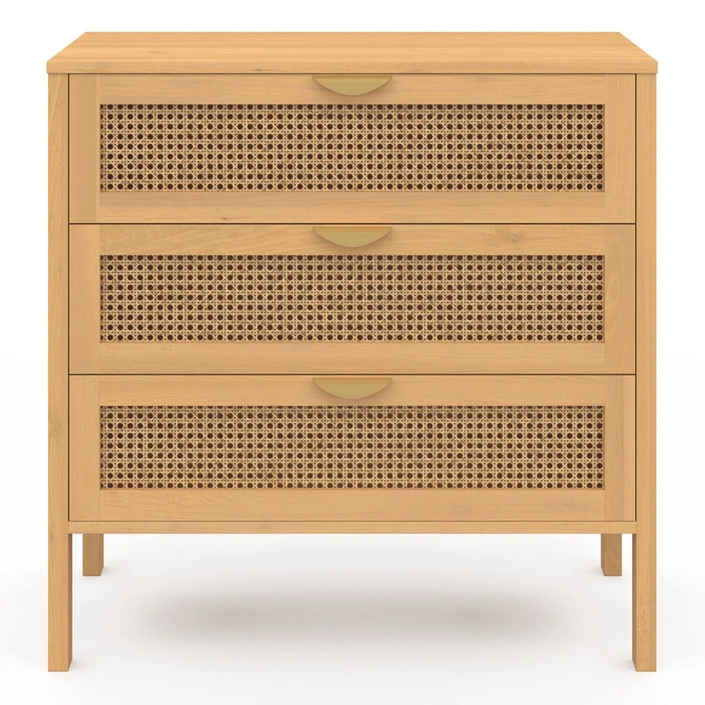 IDMarket - EDHEN Cassettone a 3 cassetti, 80 cm, in vimini color legno