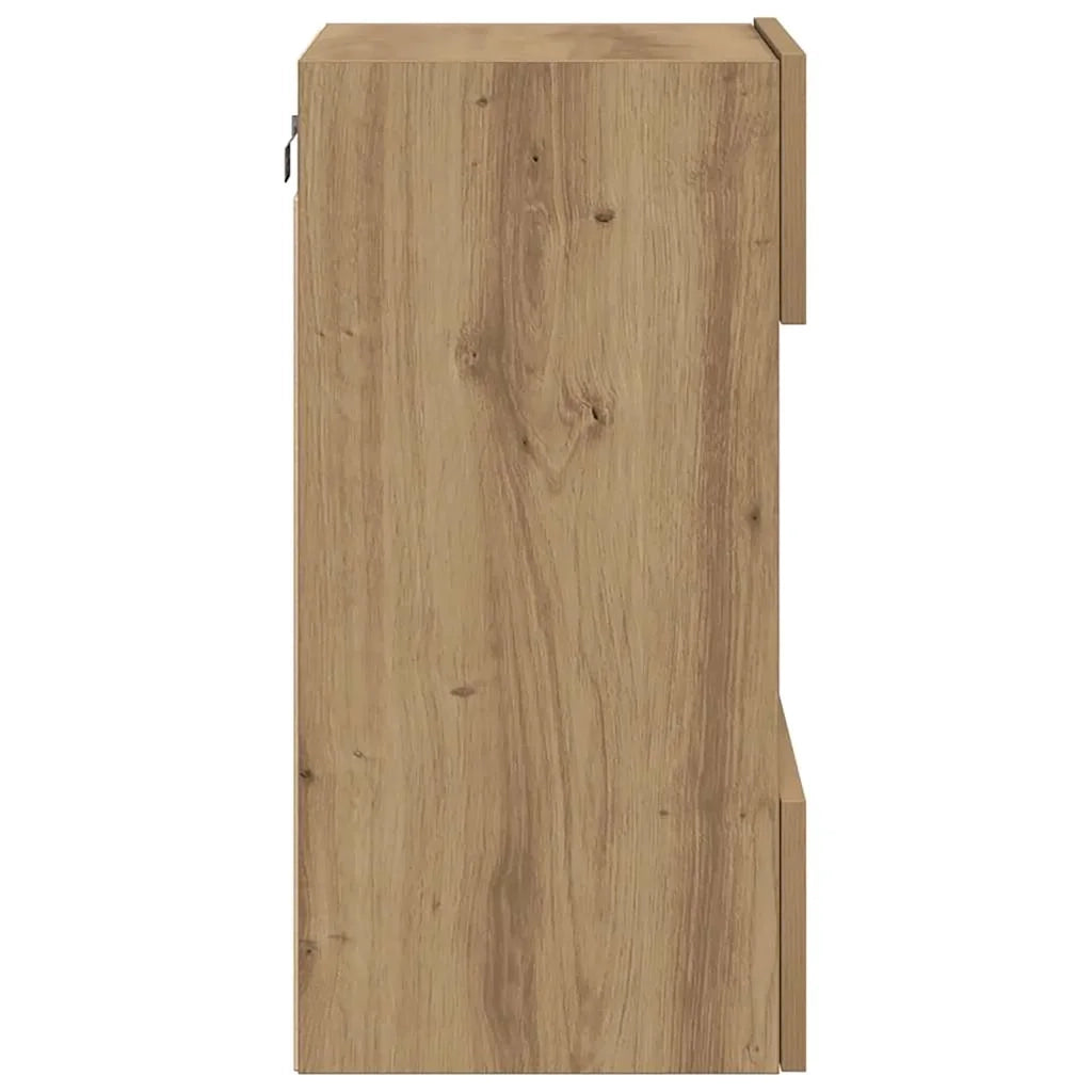 Mobili TV a Parete Luci LED 2pz Rovere Artigianale 40x30x60,5cm