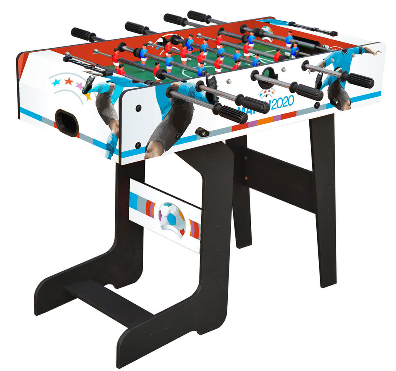 Calciobalilla Pieghevole con Aste Telescopiche 94,8x45,5x75,3 cm Bianco