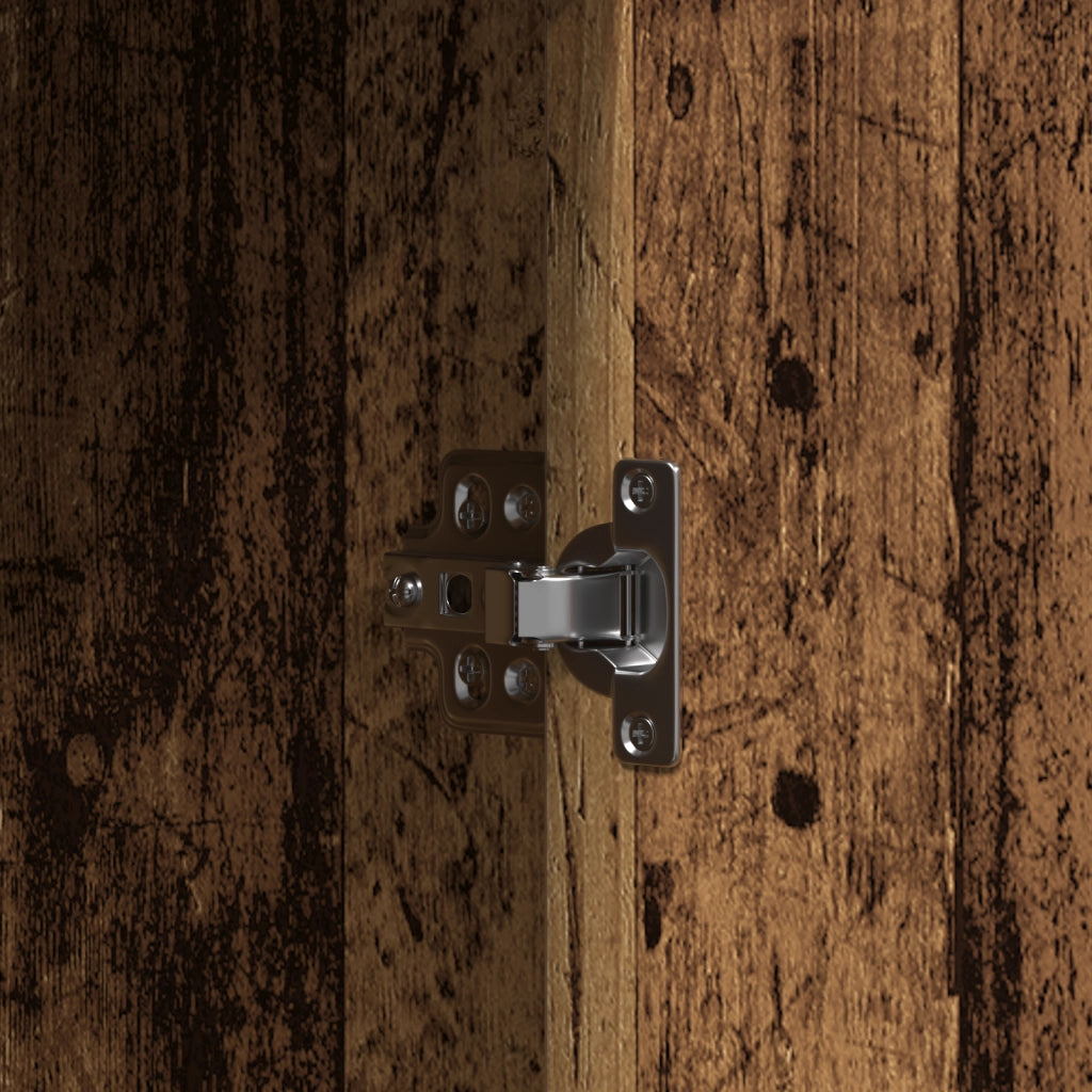 Tavolo da toeletta con luci LED Legno Antico 102x33x135 cm