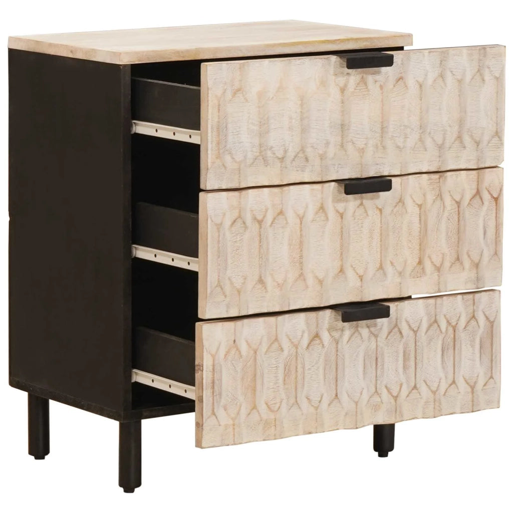 Armadio da Notte Bianco 50 x 33 x 62 cm Legno di mango massello 4017873