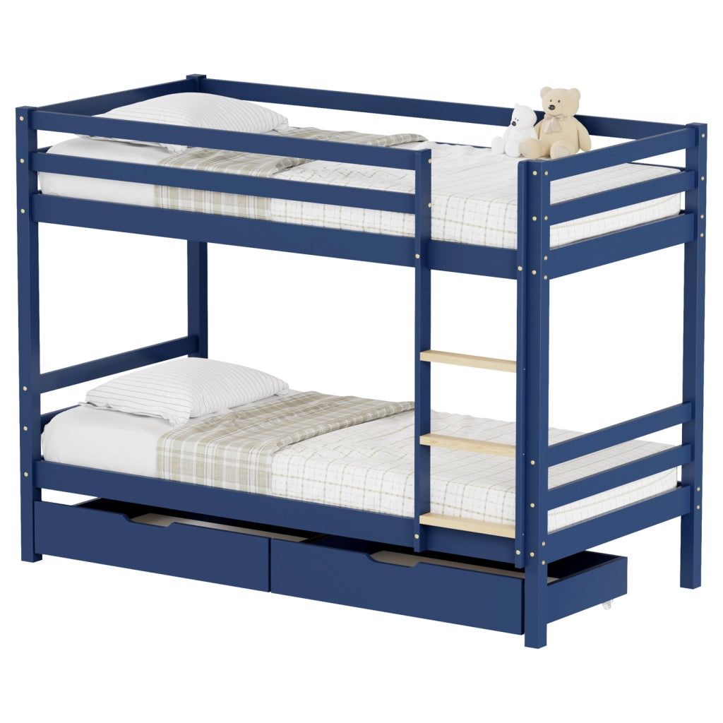 Letto a castello per bambini 190x90cm blu scuro con cassetti AMBRE