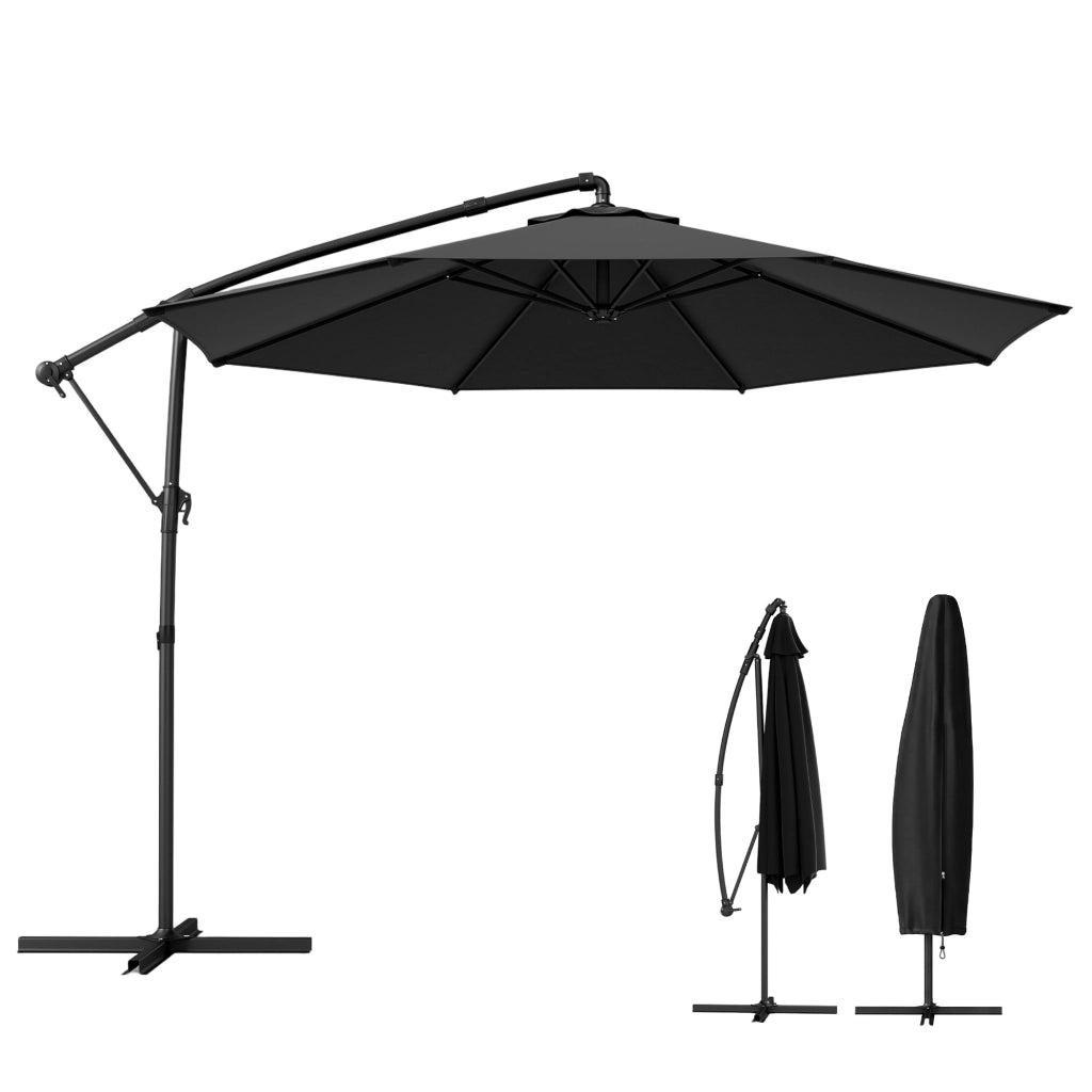 Ombrellone da Giardino 3x3 m ¨C zephmum ¨C Nero, Metallo, Poliestere