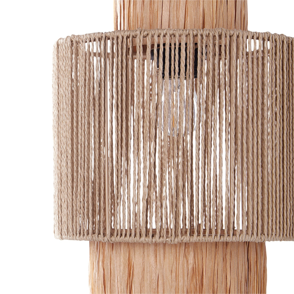 Set di 2 lampade da parete in rafia naturale con base in metallo stile boho naturale elegante