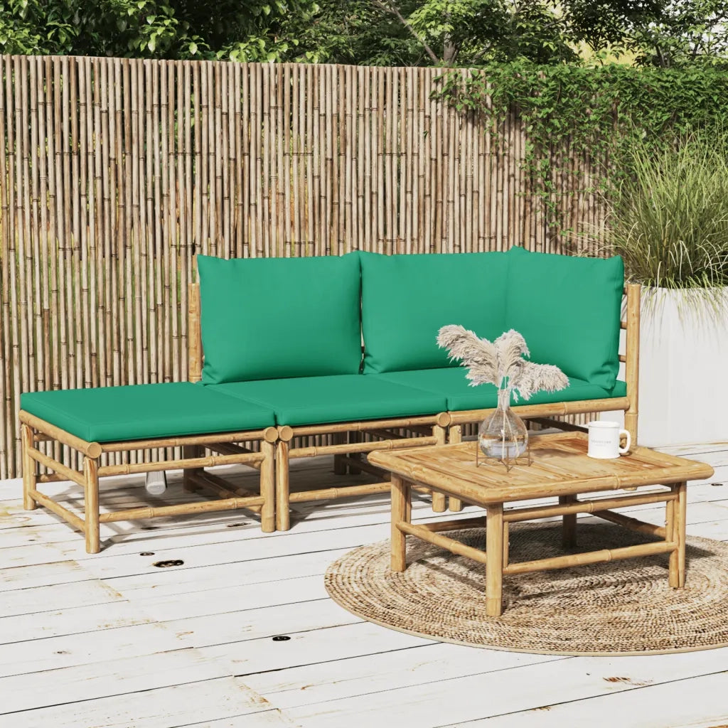 Set Salotto da Giardino 3pz con Cuscini Verdi BambÃ¹