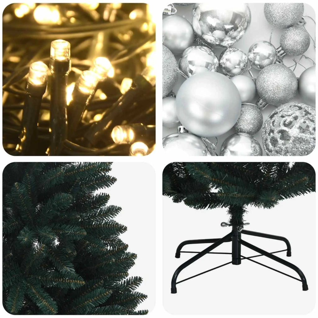 Albero di Natale artificiale verde scuro con palline 240 cm 3467020