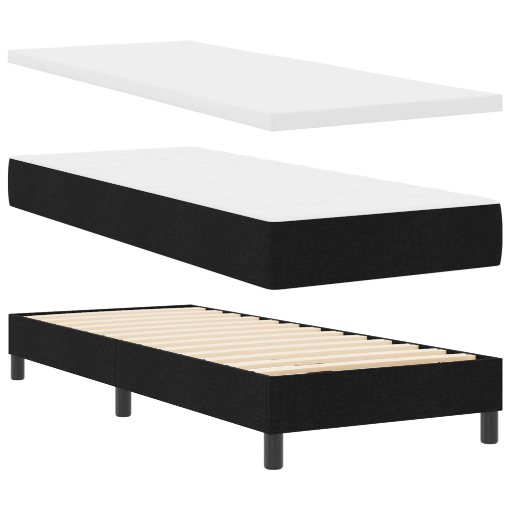 Letto a Box con Materasso Nero 80x200 cm Tessuto
