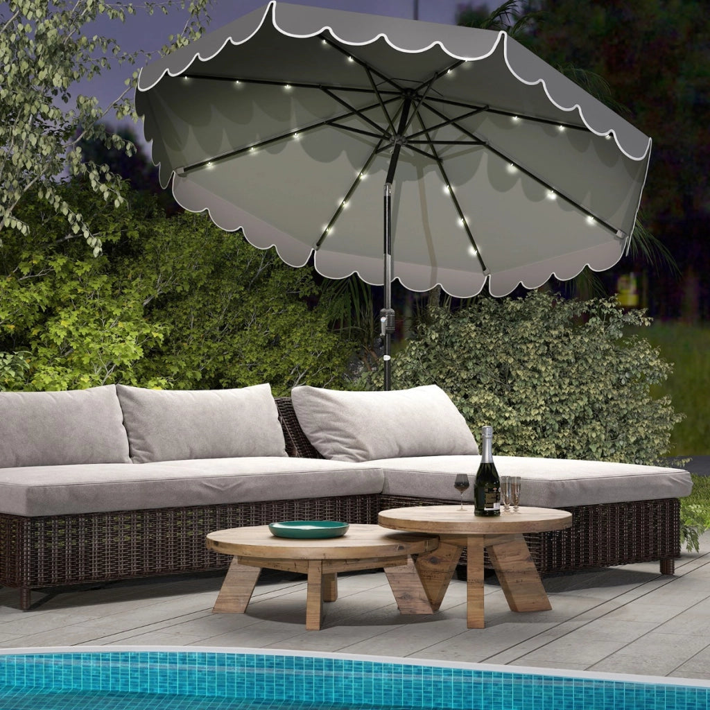 Ombrellone da mercato pesante per giardino piscina terrazza spiaggia prato, Ombrellone da patio solare Grigio-Ombrelloni