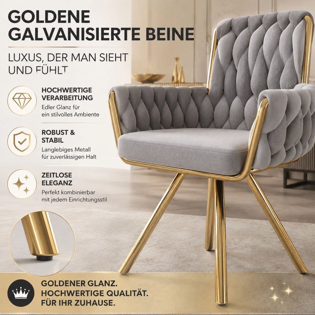 SEDIA Girevole 360° in velluto grigio Set da 6 pezzi