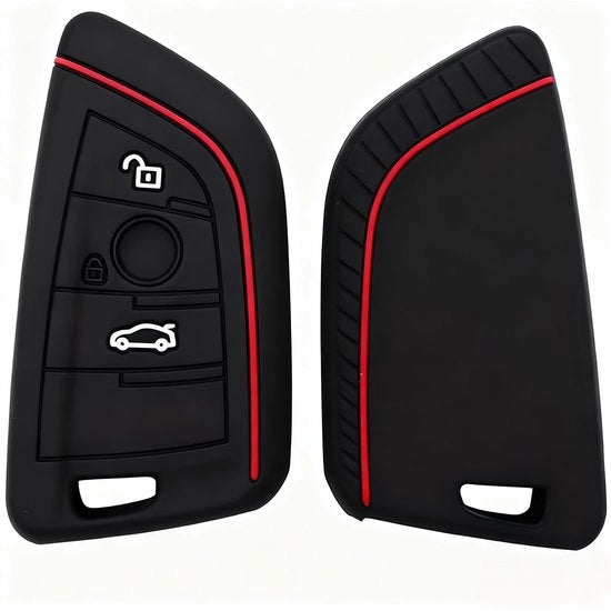 Custodia per Chiave - Silicone - Dura e Protettiva - Nero con Linea Rossa - Adatto per 3 Clic - Ideale per Bici, Motociclette e Altro