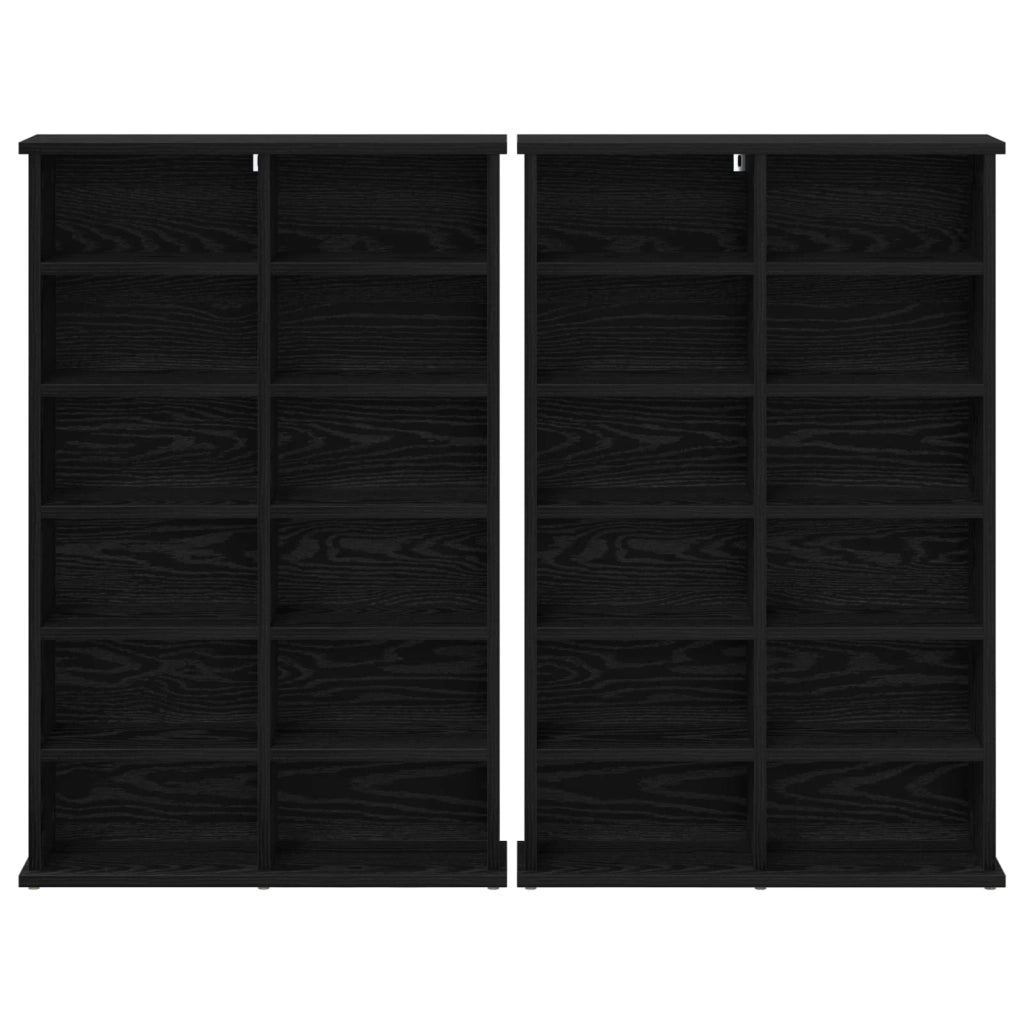 Mobile per CD 2 pz Rovere Nero 60 x 17 x 92 cm 8012733