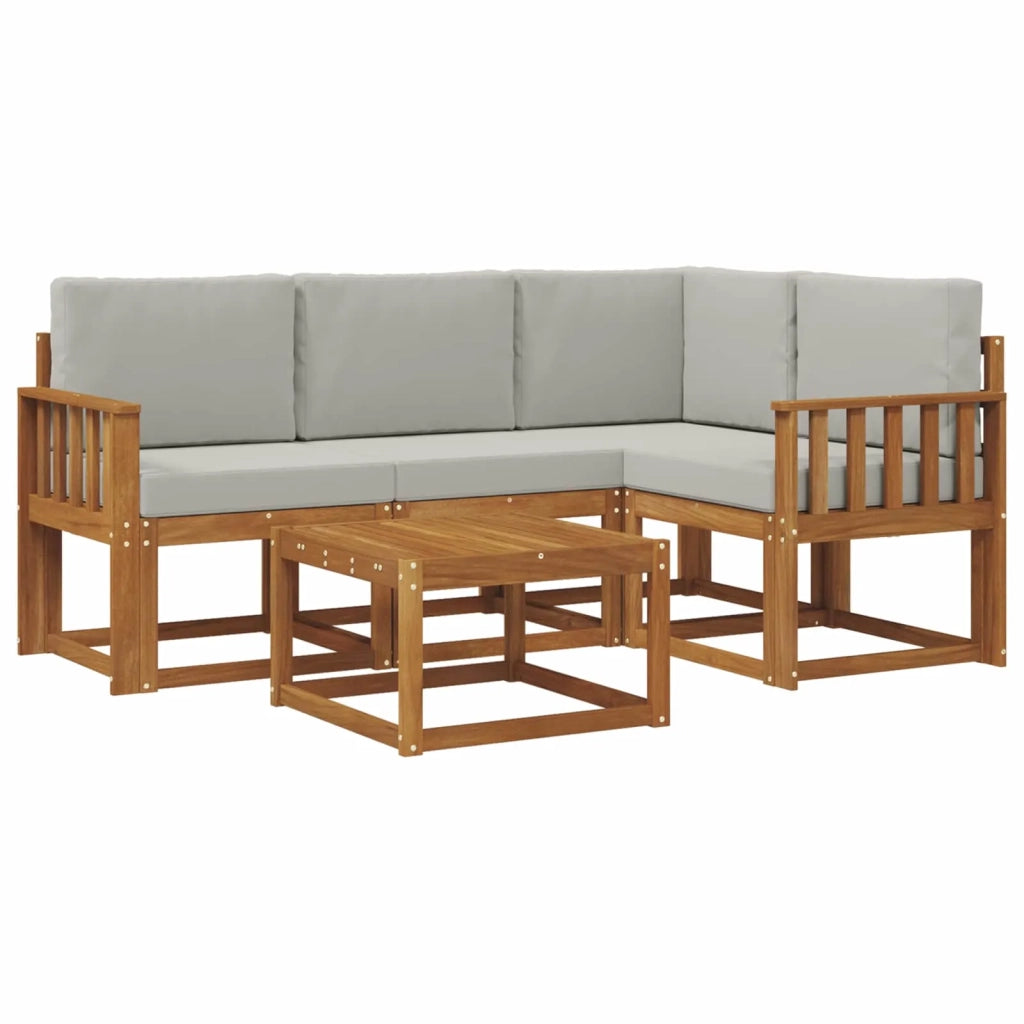 Set di divani da esterno 5 pcs Grigio Naturale e Chiaro