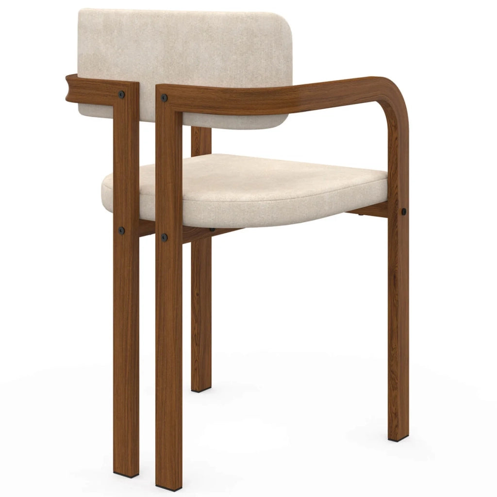 IDMarket - Set di 4 sedie da pranzo e poltroncine da tavolo ESMA in metallo effetto noce e tessuto di ciniglia beige con braccioli