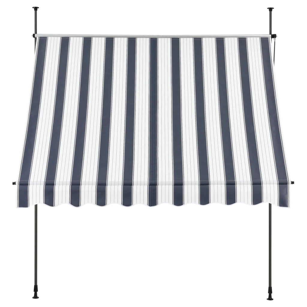 Tenda da sole telescopica in acciaio e poliestere 200 x 120 x 200-300 cm blu scuro e bianco 03_0008320
