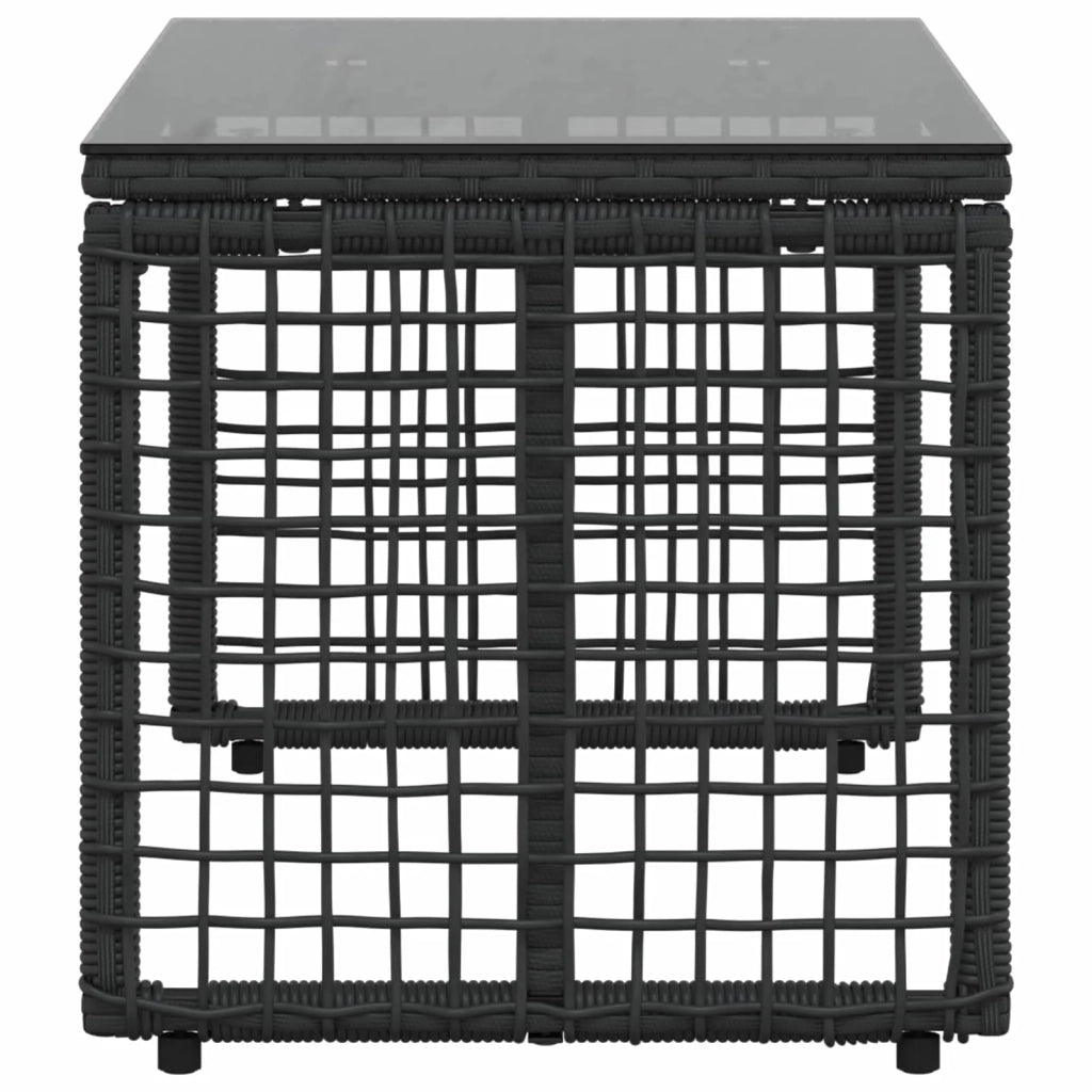Tavolo da Esterno Nero 80 x 40 x 40 cm Rattan PE e Vetro