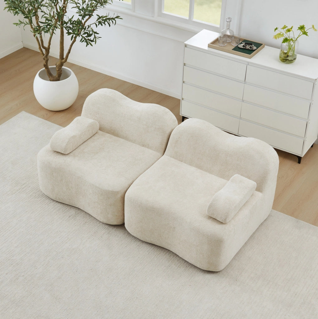 Divano modulare senza struttura in velluto beige