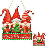 Decorazione di Natale in legno, tavola di benvenuto rossa per porte e finestre, atmosfera festiva per le feste di Natale, 1 tavola in legno.