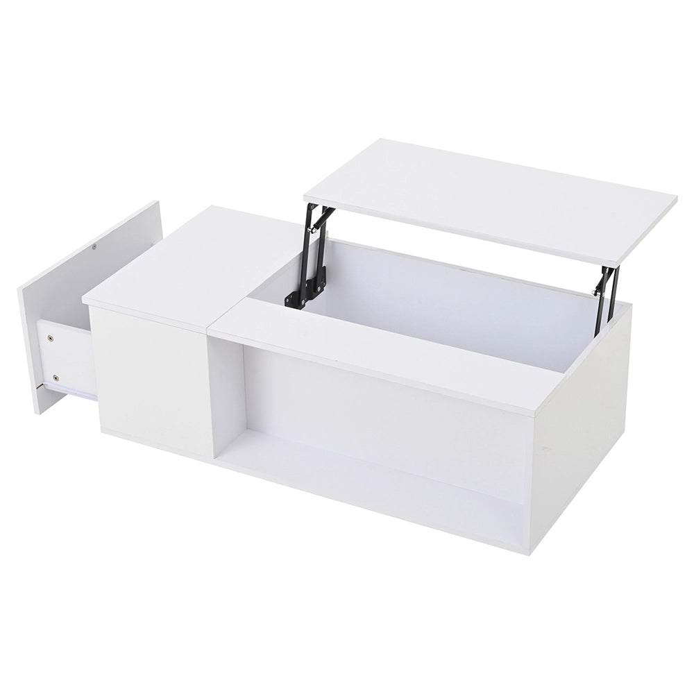 Tavolino-Xylo-100x50x40cm bianco regolabile LED con tiroir