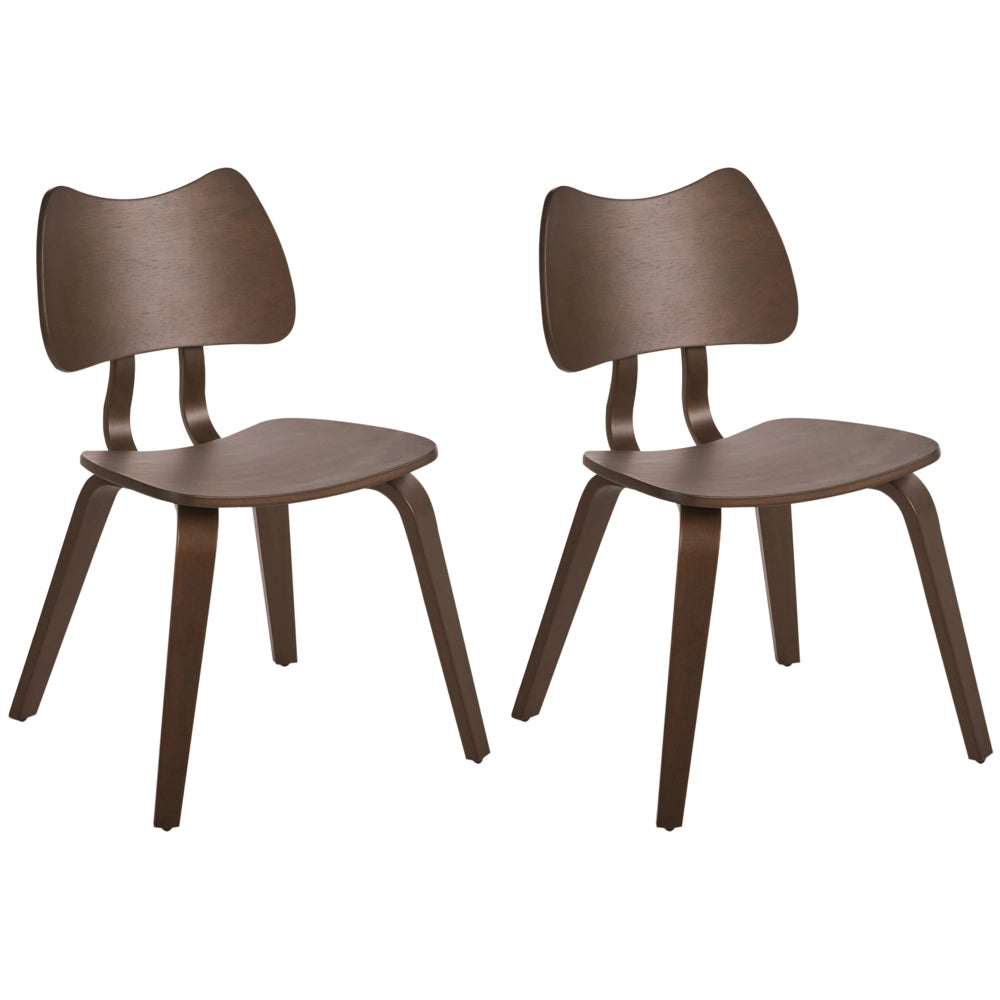 Set di 2 sedie da pranzo con struttura in legno di gomma marrone scuro Mobili da cucina per la sala da pranzo in stile retrò