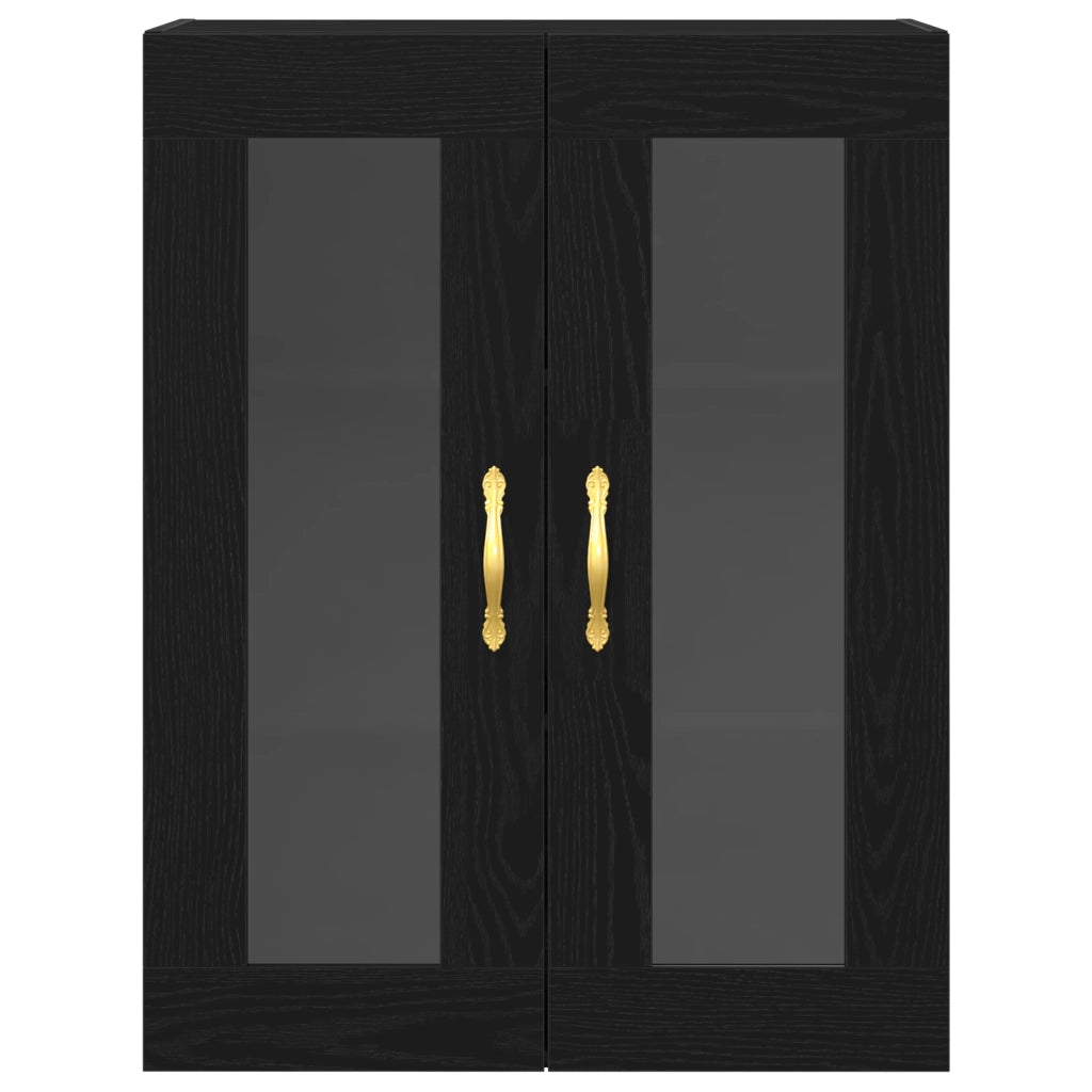 Armadio a Muro con Porte in Vetro Rovere Nero 69,5x34x90 cm
