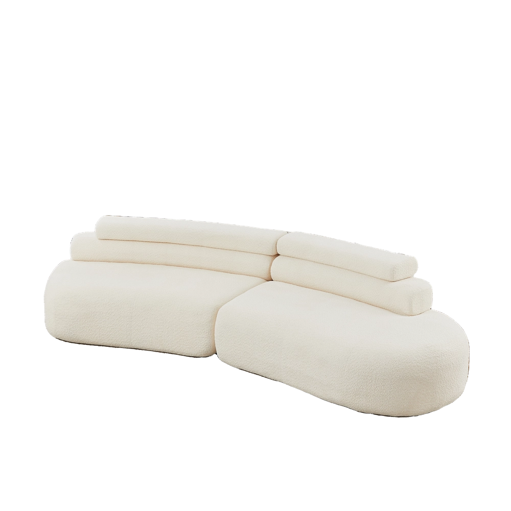 Divano modulare 2 parti ¨C Minimal ¨C crema, tessuto chenille, senza braccioli, cuscini schienale