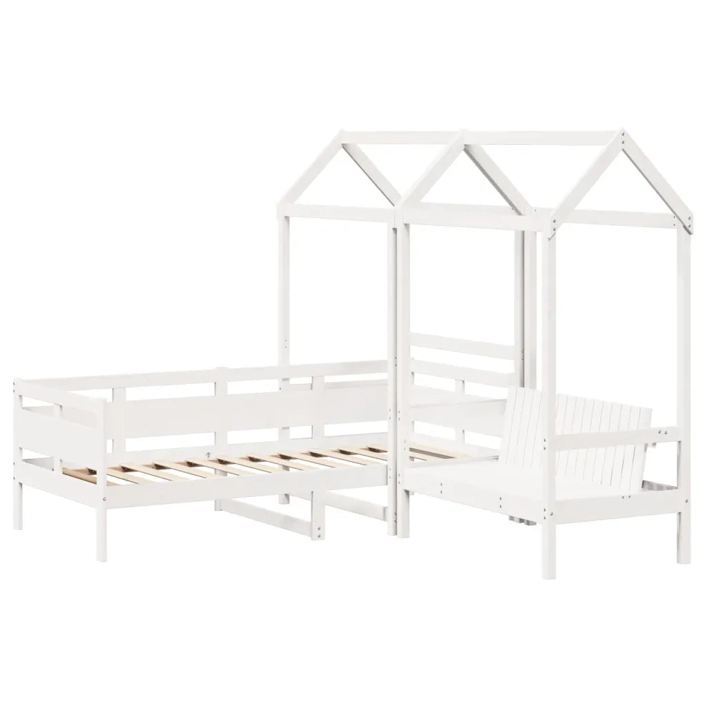 vidaXL Set Dormeuse e Panca con Tetto Bianco 80x200cm Massello Pino