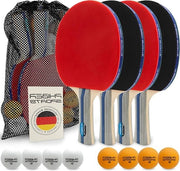 Set di Tavolo Tennis - 4 Battenti + 8 Palline + Borsa Pratica