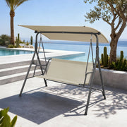 Dondolo da Giardino Satten a 3 Posti con Tettuccio Parasole 173x119x153 cm - Grigio / Beige [en.casa]