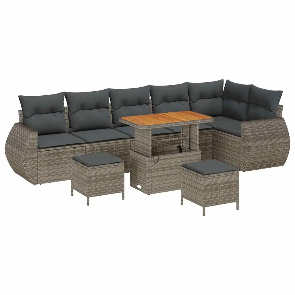 Set Divano da Giardino 9 pcs Grigio polyrattan 3361898