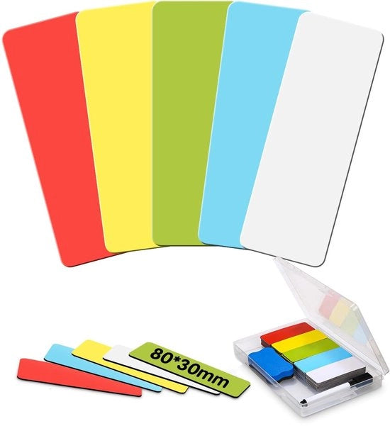 100 strisce adesive magnetiche descrittabili, 80x30mm pannelli magnetici per scrivere, pannelli magnetici cancellabili per scrivere, magneti descrittabili per whiteboard, pareti magnetiche e frigoriferi