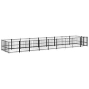 Gabbia per cuccia recinto per animali da esterno per cani in acciaio 16,89 m² nero 02_0041802