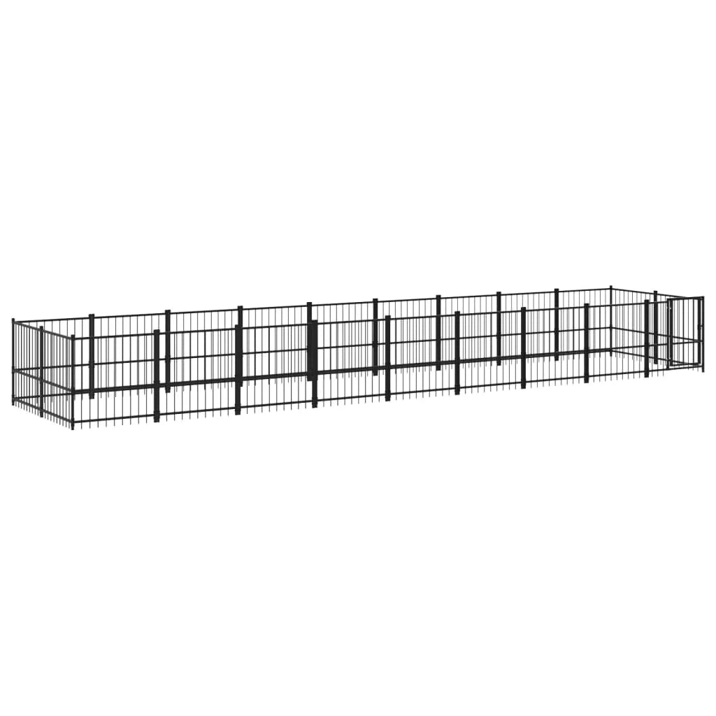 Gabbia per cuccia recinto per animali da esterno per cani in acciaio 16,89 m² nero 02_0041802