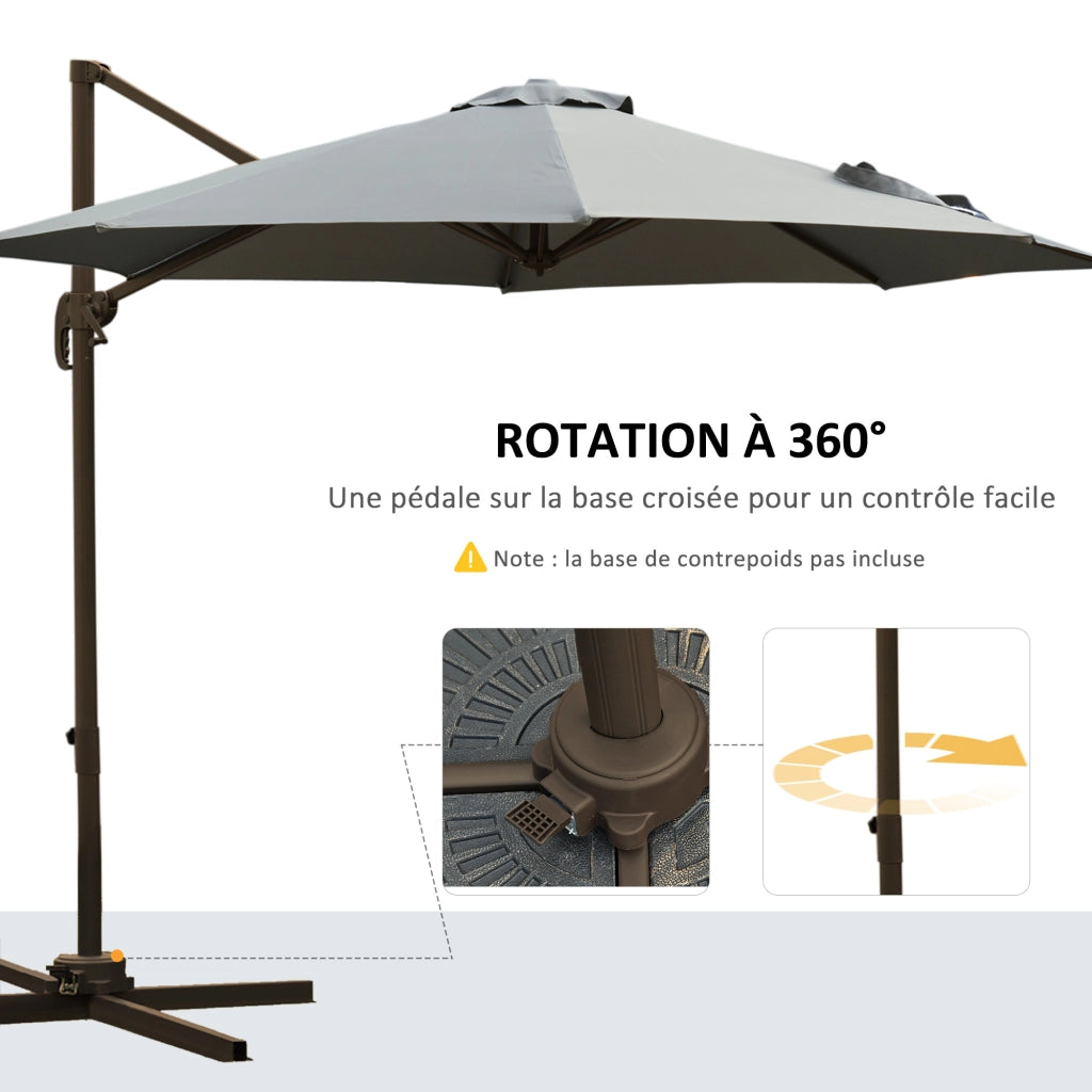 Ombrellone da giardino inclinabile rotante 360¡ã ¨C zephmum ¨C grigio scuro ?300xH250 cm