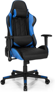 Sedia da Gaming Girevole a 360°, Sedia Ergonomica per Computer per Gaming con Poggiatesta e Cuscino Lombare, Angolo Reclinabile Regolabile (Blu)