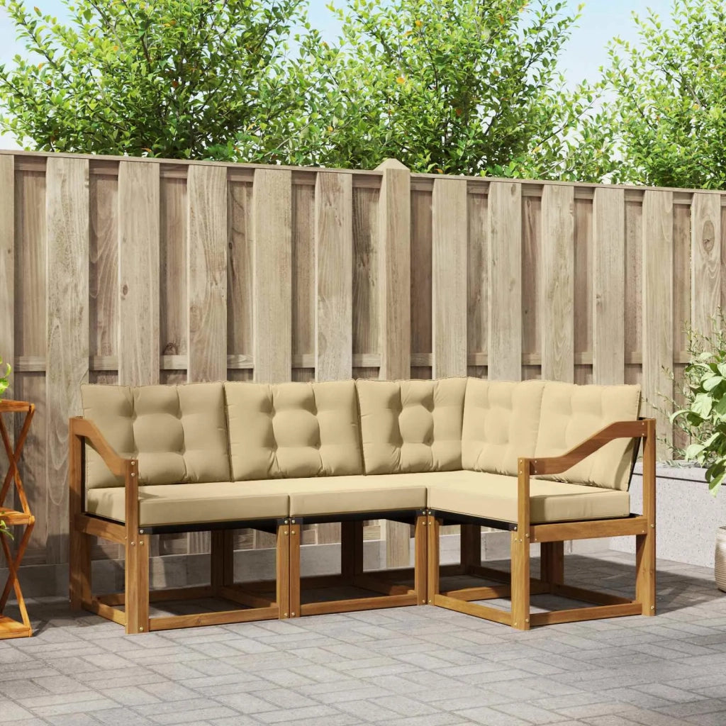 Set di divani da esterno con cuscino 4 pcs Naturale e Beige 3368628