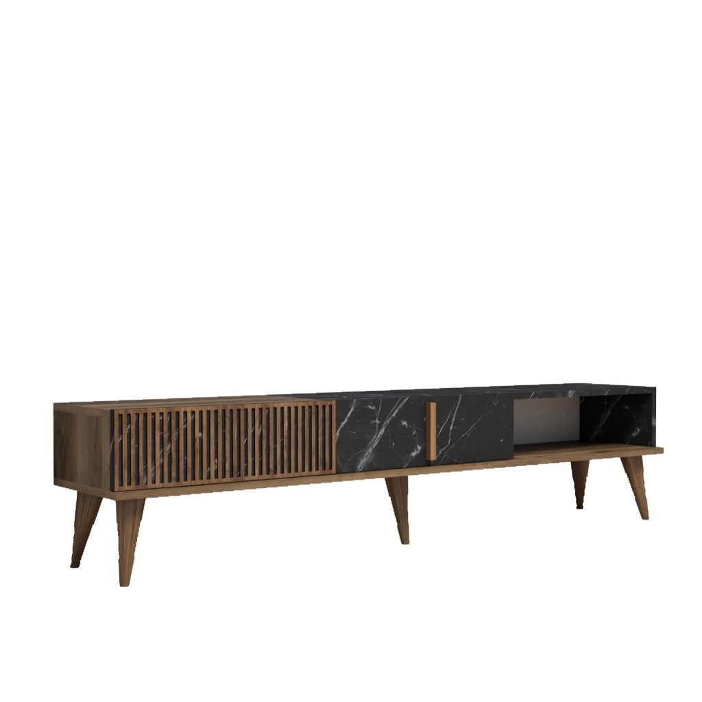 Porta TV in legno "Milano" - 180 x 35 x 40 cm - Noce-Nero