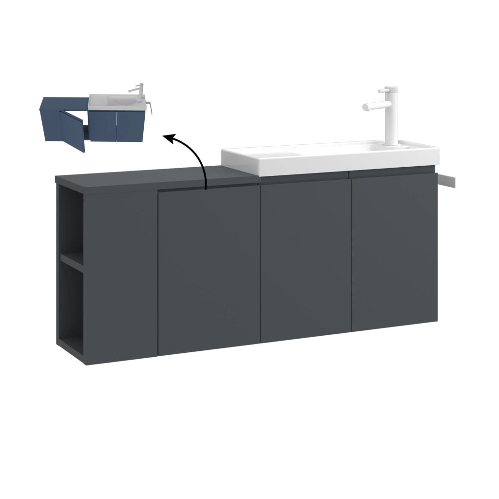 Mobile lavabo "Ferla 110" - 110 x 22 x 45 cm - Antracite opaco