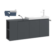 Mobile lavabo "Ferla 110" - 110 x 22 x 45 cm - Antracite opaco