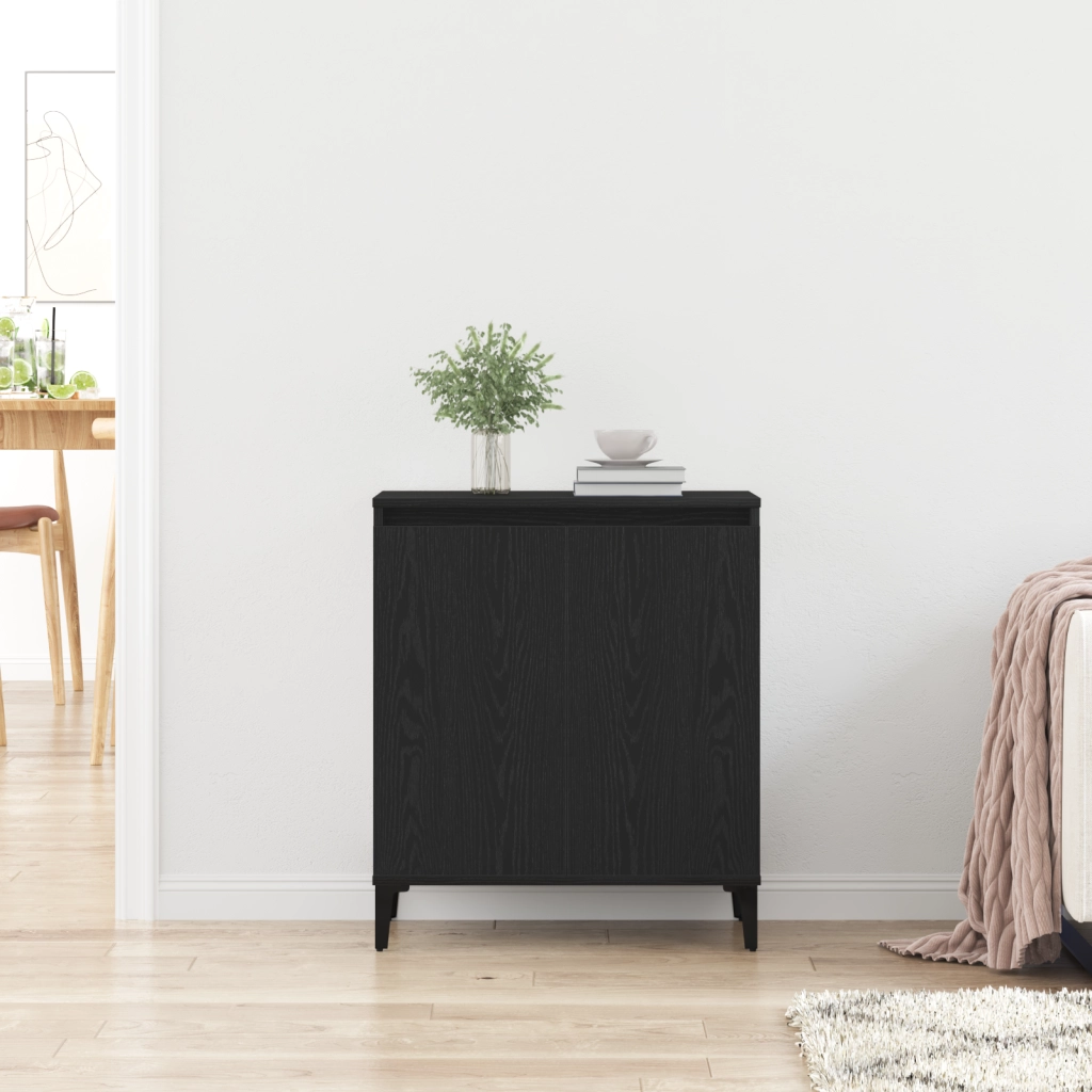 Credenza Nera in Rovere 60x35x70 cm in Legno Ingegnerizzato