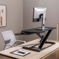 Toboli Alzata per monitor 95x40cm con porta tastiera, regolabile, Supporto di rialzo per computer