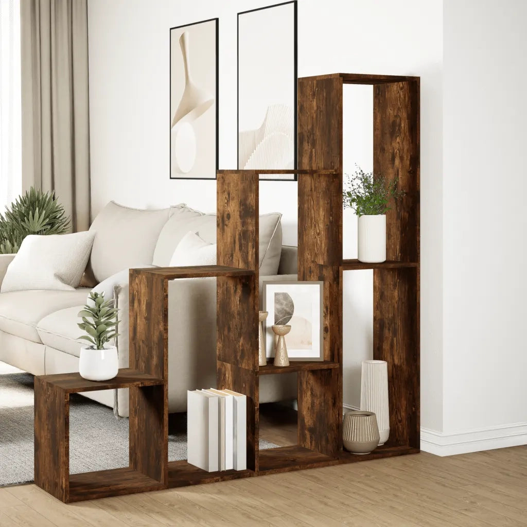 Libreria 4 Ripiani Rovere Fumo 143,5x29x143,5 cm in Truciolato 857998