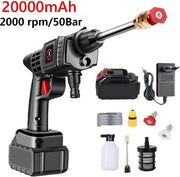 Hogedrukreiniger senza fili - con batteria e caricatore - 20000mAh - higroscopico - regolabile - 50 BAR - inclusa boccetta per acqua